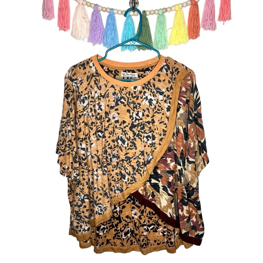 Free People We The Free Oversized Orange Women's Multicolor Patterned Top Size M